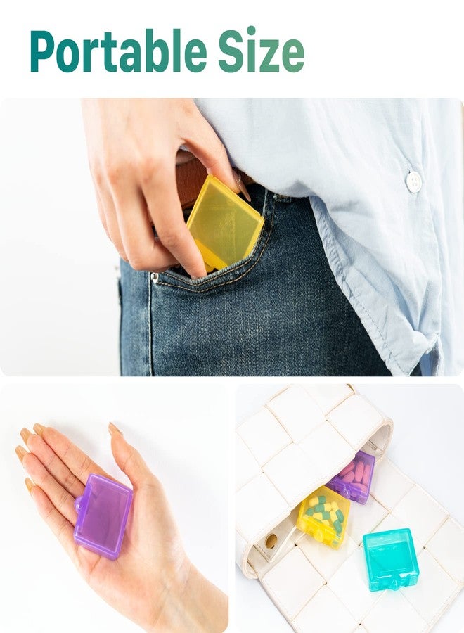 Sukuos Small Pill Box 3 pcs, Cute Travel Pill Case Daily Pill Organizer Portable for Pocket Purse for Vitamin Fish Oil Supplements, Easy to Clean - Image 2